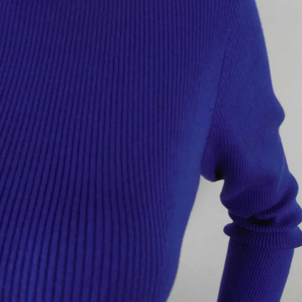 RALPH LAUREN Top L NWT Blue Sweater Long Bell Sleeves Casual Party Stretch Rib - Picture 3 of 8